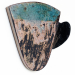 From the serie Cups. Brooch, 2014. Enamelled copper, cardboard, plywood (birch), patina, silver.